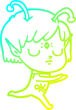 Bir insan tarafından çizilmiş bir uzaylı kız çizgi filmi.