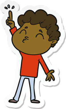 Bir insan tarafından çizilmiş karikatür adamın çıkartması.