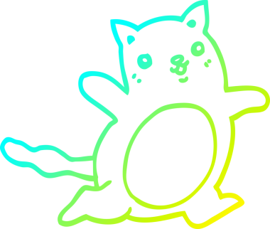 Bir insan tarafından çizilen çizgi film kedisinin soğuk gradyan çizgisi.