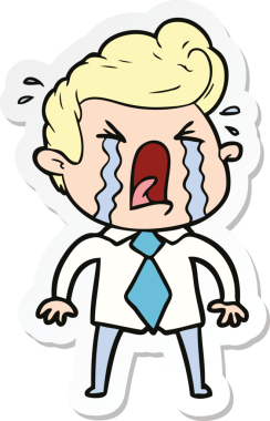 Bir insan tarafından çizilmiş ağlayan bir karikatür çıkartması.