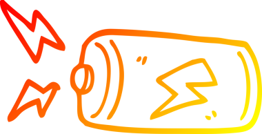 Bir insan tarafından çizilmiş karikatür bataryasının sıcak gradyan çizimi