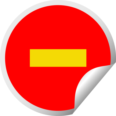 Bir insan tarafından çizilmiş bir eksi sembolün dairesel kabuk soyma etiketi.