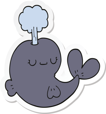 Bir insan tarafından çizilmiş şirin bir balinanın çıkartması.