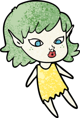 Bir insan tarafından çizilmiş güzel elf kızı.