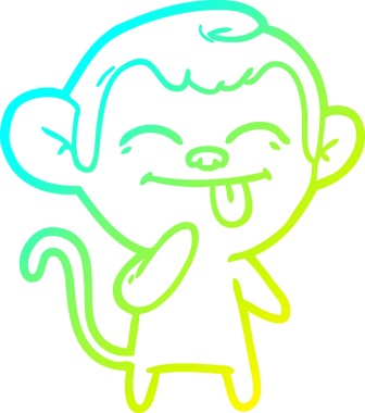 Bir insan tarafından çizilmiş komik bir çizgi maymunun soğuk eğim çizgisi.