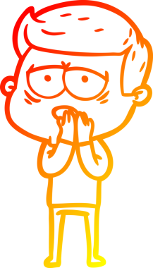 Bir insan tarafından çizilmiş, yorgun bir adamın çizgi çizimi.