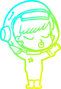 Bir çizgi film karakteri çizen soğuk gradyan bir insan tarafından çizilmiş güzel astronot kız.