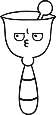 Bir insan tarafından çizilmiş okul çanının çizgi çizimi.