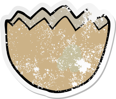 Bir insan tarafından çizilmiş kırık yumurta kabuğunun sıkıntılı çıkartması.