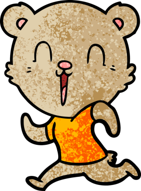 Bir insan tarafından çizilen mutlu çizgi film ayısı