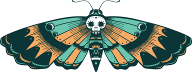 Bir insan tarafından çizilmiş ölü bir baş güvesinin ikonik dövme şekli