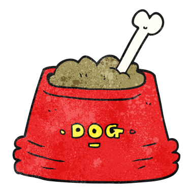 Bir insan tarafından çizilmiş serbest dokuma köpek maması kasesi.