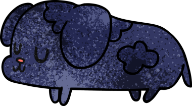 Bir insan tarafından çizilmiş sevimli bir köpeğin desenli çizimi kawaii.