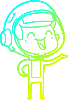 Bir insan tarafından çizilmiş mutlu bir astronotun soğuk gradyan çizimi.