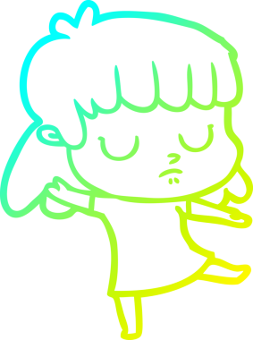 Soğuk gradyan çizgi çizimi, bir insan tarafından çizilmiş ilgisiz bir kadının dans etmesi.