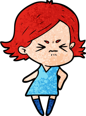 Bir insan tarafından çizilmiş kızgın bir kadın.