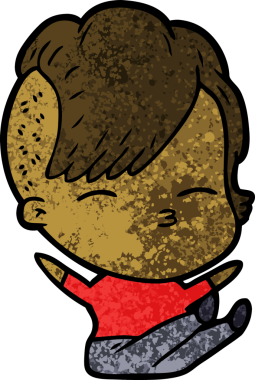 Bir insan tarafından çizilmiş şaşı çizgi film kızı.