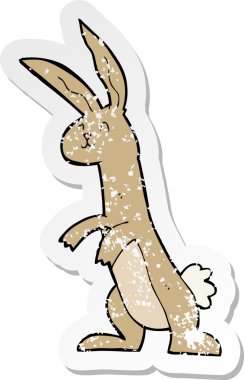 Bir insan tarafından çizilmiş karikatür tavşanın gerilmiş yapıştırması.