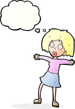 Bir insan tarafından çizilmiş düşünce balonlu bir karikatür.