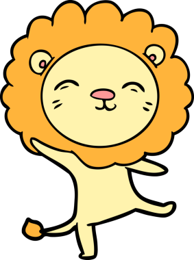 Bir insan tarafından çizilmiş çizgi film aslanı.