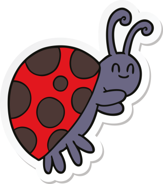 Bir insan tarafından çizilmiş şirin bir uğur böceğinin çıkartması.