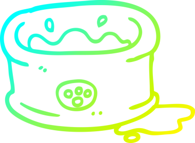 Bir insan tarafından çizilmiş bir evcil hayvan kasesinin soğuk gradyan çizgisi.