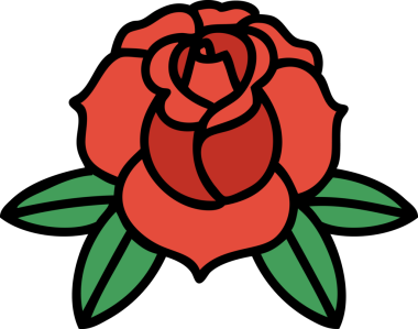 Bir insan tarafından çizilmiş geleneksel bir çiçek dövmesi.