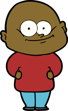 Bir insan tarafından çizilmiş kel bir adam.