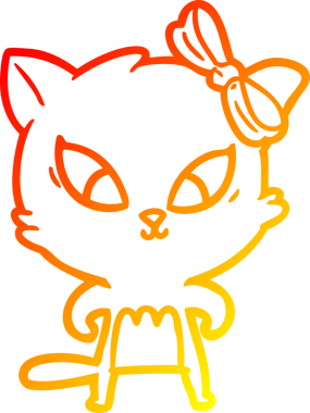 Bir insan tarafından çizilmiş çizgi film kedisinin sıcak çizgi çizimi