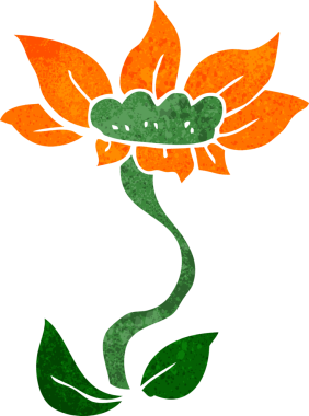 Bir insan tarafından çizilmiş karikatür çiçeği