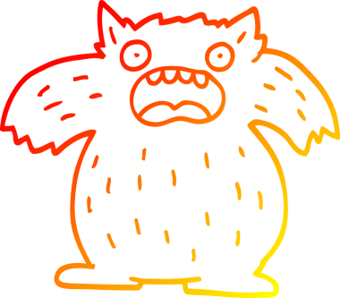 Bir insan tarafından çizilmiş karikatür canavarı çizimi.