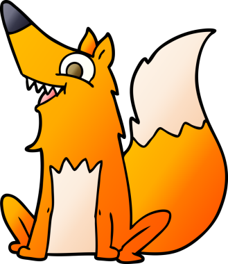 Bir insan tarafından çizilmiş mutlu tilki çizgi filmi.