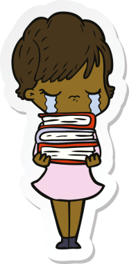 Bir insan tarafından çizilmiş, ağlayan bir karikatür kadının çıkartması.