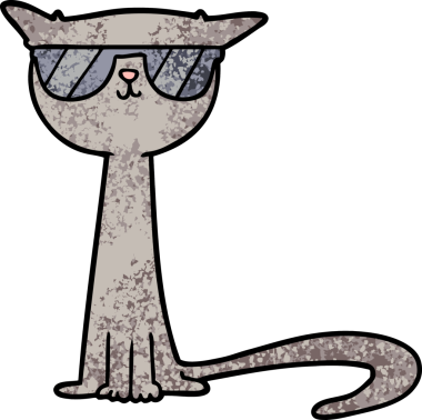 Bir insan tarafından çizilmiş havalı bir kedi çizgi filmi.