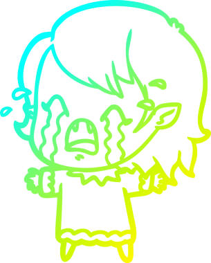 Bir insan tarafından çizilmiş ağlayan vampir kız çizgi filmi.