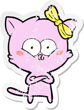 Bir insan tarafından çizilmiş karikatür bir kedinin sıkıntılı çıkartması.