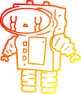 Bir insan tarafından çizilen çizgi film robotunun sıcak çizgi çizimi