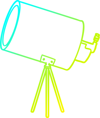 Bir insan tarafından çizilmiş büyük bir teleskop çizimi.