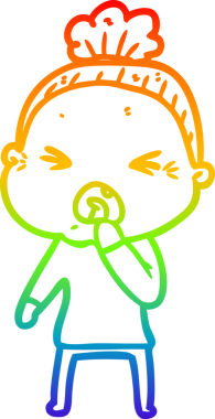 Bir insan tarafından çizilmiş kızgın yaşlı bir kadının çizimi.