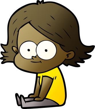 Bir insan tarafından çizilmiş mutlu çizgi film kızı.