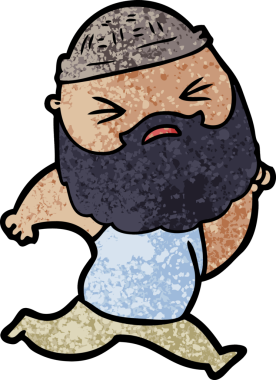 Bir insan tarafından çizilmiş sakallı bir çizgi film adamı.