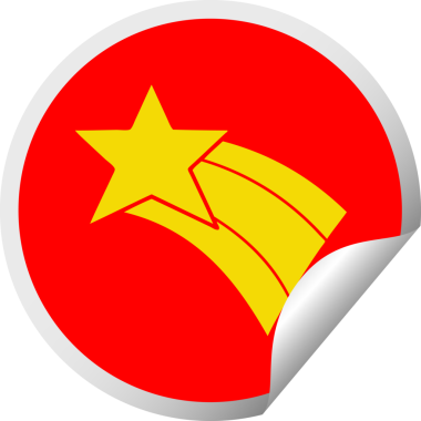 Bir insan tarafından çizilmiş gökkuşağı yıldızının dairesel kabuk soyma karikatürü.