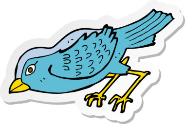 Bir insan tarafından çizilmiş karikatür bahçe kuşu çıkartması.