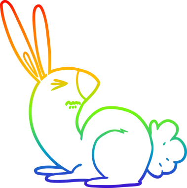 Gökkuşağı gradyan çizgi çizimi Bir insan tarafından çizilmiş kızgın tavşan