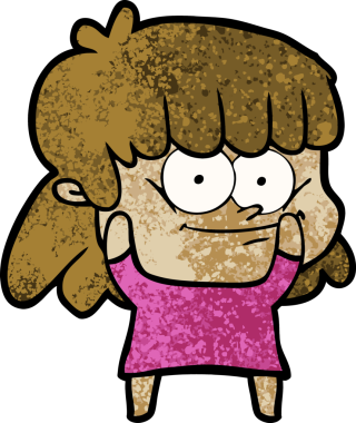 Bir insan tarafından çizilmiş gülümseyen bir kadın.