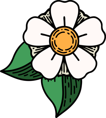 Bir insan tarafından çizilmiş geleneksel bir çiçek dövmesi.