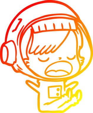 Bir insan tarafından çizilmiş bir karikatür astronot kadın çizimi.