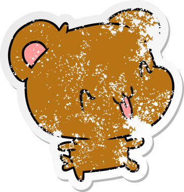 Kederli çıkartma çizimi: kawaii Bir insan tarafından çizilmiş sevimli mutlu ayı.