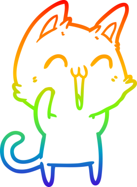 gökkuşağı gradyan çizimi mutlu çizgi film kedisi bir insan tarafından çizildi