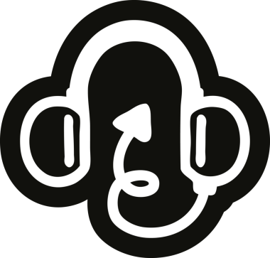 Bir insan tarafından çizilmiş şeytan kuyruğu simgesi olan müzik kulaklıkları.